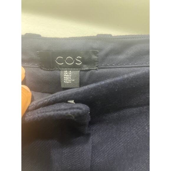 NWT Cos Wool Blend Navy Blue Straight Leg Trouser Sz 4 - Picture 3 of 9